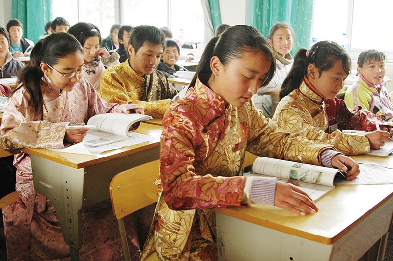 2、藏族学生在教室认真学习。.jpg