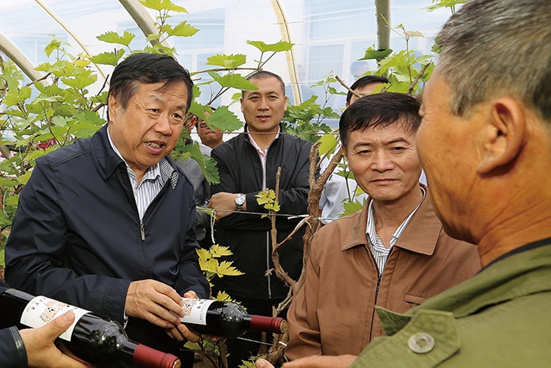 内蒙古自治区兴安盟委书记苗银柱（左一）在八一牧场调研 王永生摄.jpg