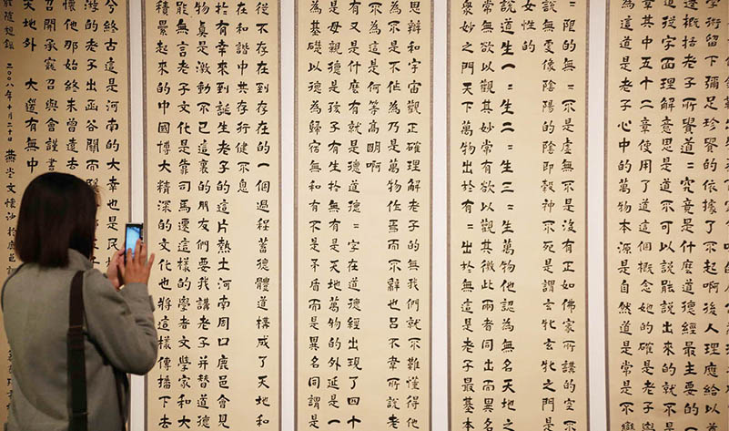 观众在《道德经随想录》作品前拍照___中新社记者__潘旭临_摄.jpg
